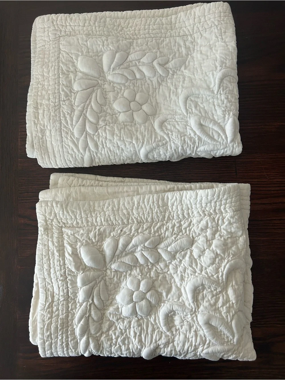 Creamy white Quilted Floral Pillow Shams - Elegant Home Bedding